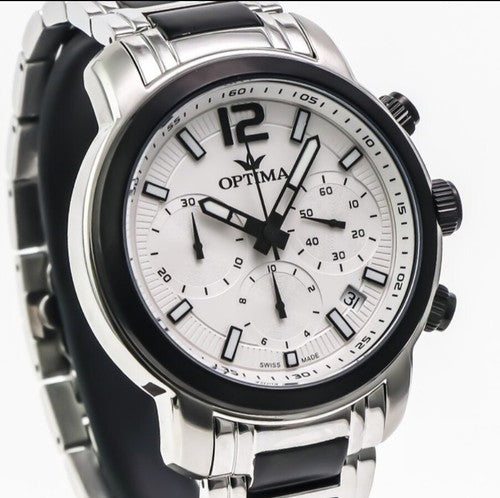 Optima Swiss Chronograph Watch Stainless Steel PVD Rose Gold Quartz OSC339 5ATM