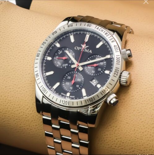 Optima • 44.15mm • Swiss Chronograph Watch • OSC392-SS-3 • WR50M • Date SubDay