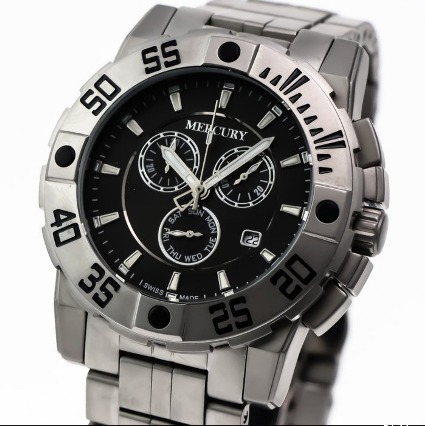 MERCURY • Swiss Chronograph Watch • Stainless Steel Quartz• ME10225-SS-3