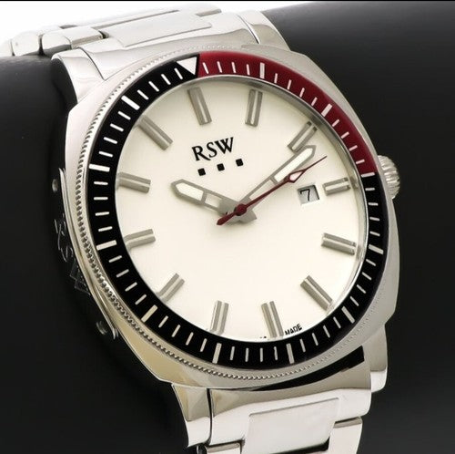 RSW Swiss Watch • Stainless Steel Quartz • 44mm • RSWM117 • WR50m • Mens