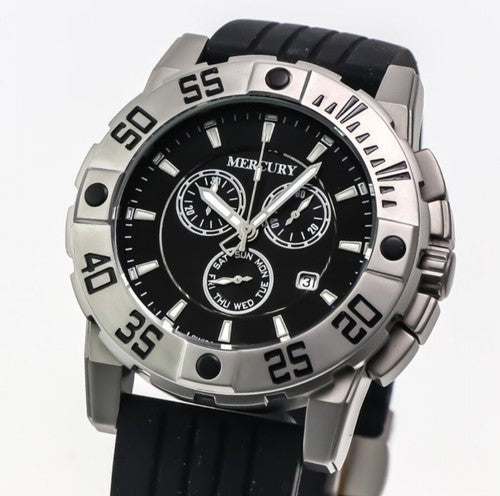 MERCURY • Swiss Chronograph Watch • Stainless Steel Quartz• ME10225-SX-3 • Black