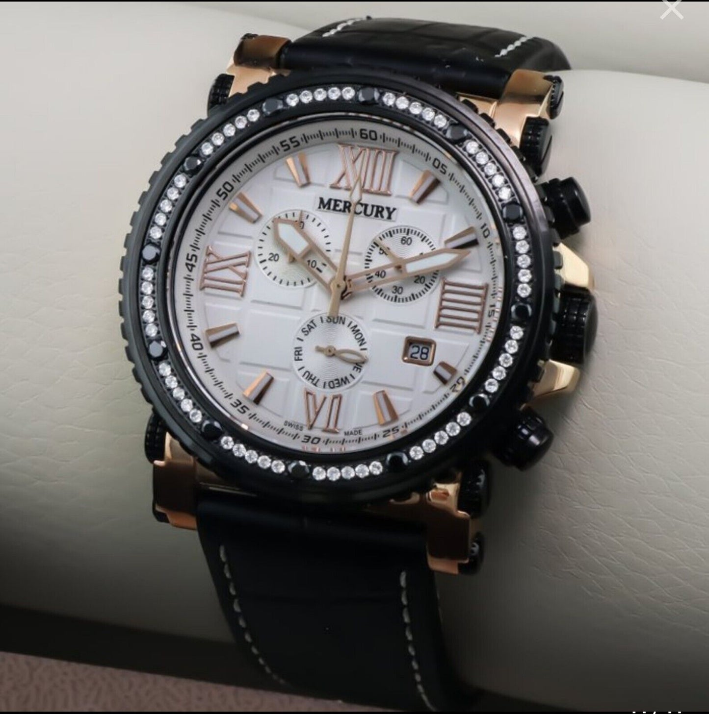 Mercury • 44mm • Swiss Chronograph Watch • ME10200-RBL-S-1 • Leather • Date...