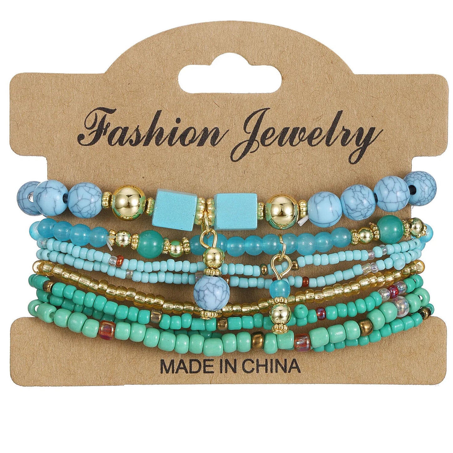 Bohemian Beaded Bracelet • Handmade Layered Design • Colorful Stones & Shells