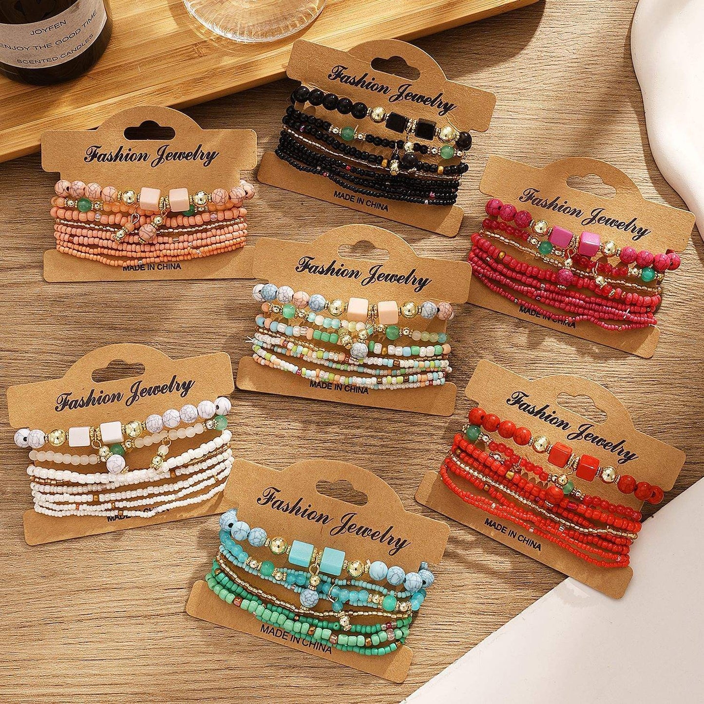 Bohemian Beaded Bracelet • Handmade Layered Design • Colorful Stones & Shells
