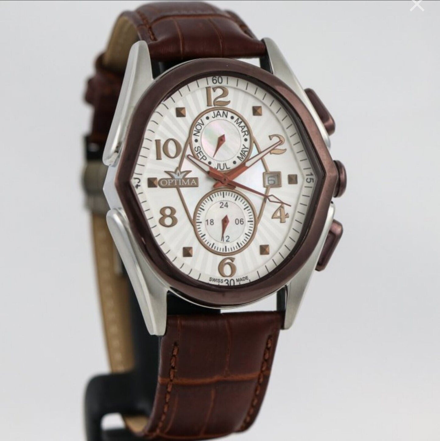 OPTIMA • ME1080-RCX-S-1 • 42x44.5mm • Swiss Watch • Date SubDay • Dual Time