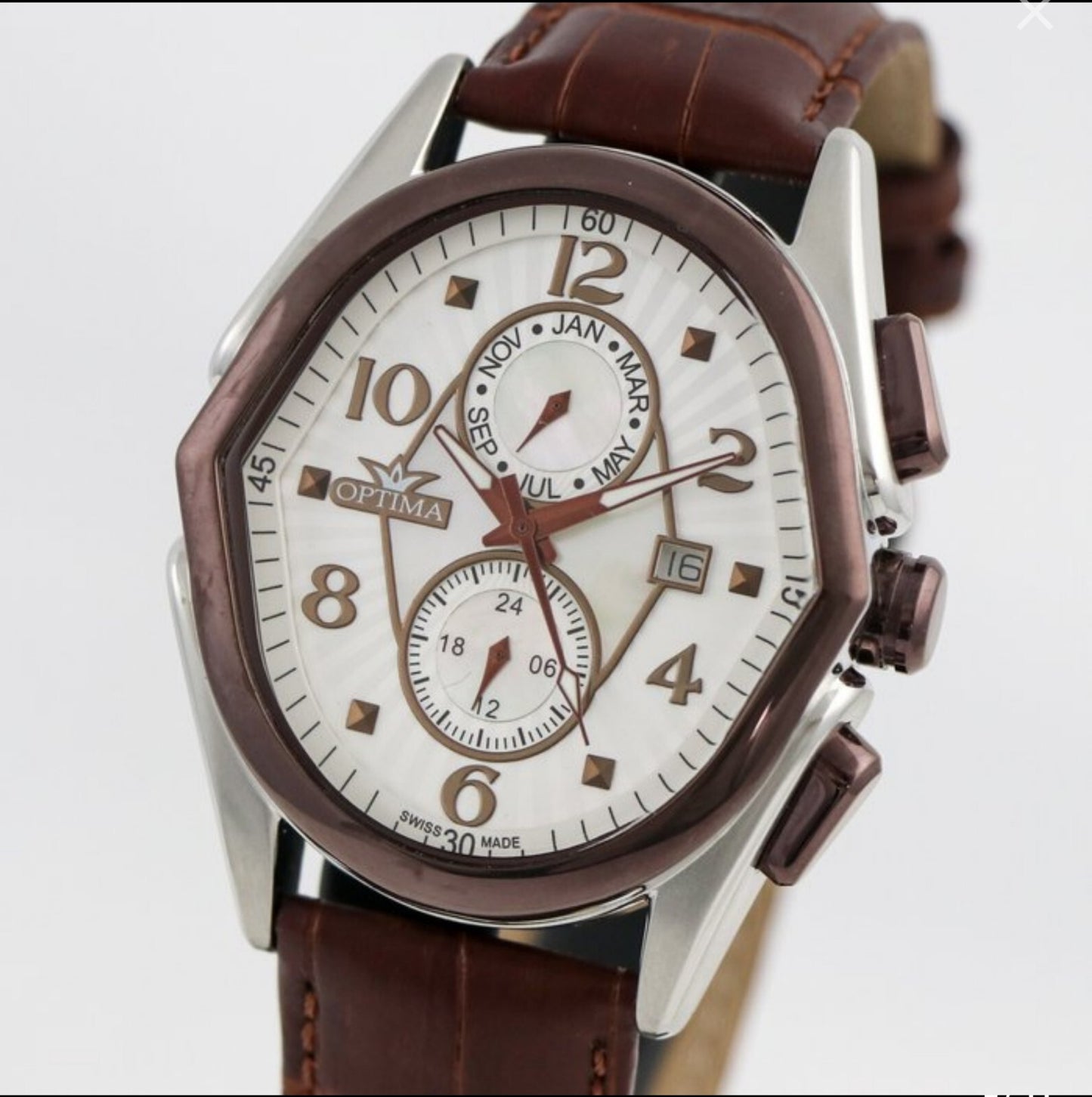 OPTIMA • ME1080-RCX-S-1 • 42x44.5mm • Swiss Watch • Date SubDay • Dual Time