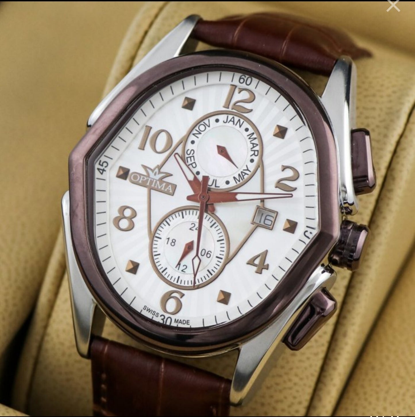 OPTIMA • ME1080-RCX-S-1 • 42x44.5mm • Swiss Watch • Date SubDay • Dual Time