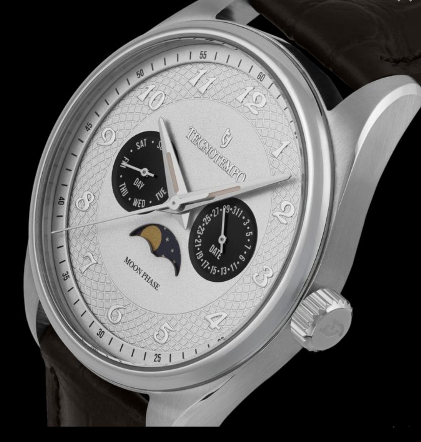 Tecnotempo "Full Moon" Calender & Moon Phase • Stainless Steel • Quartz • 41mm