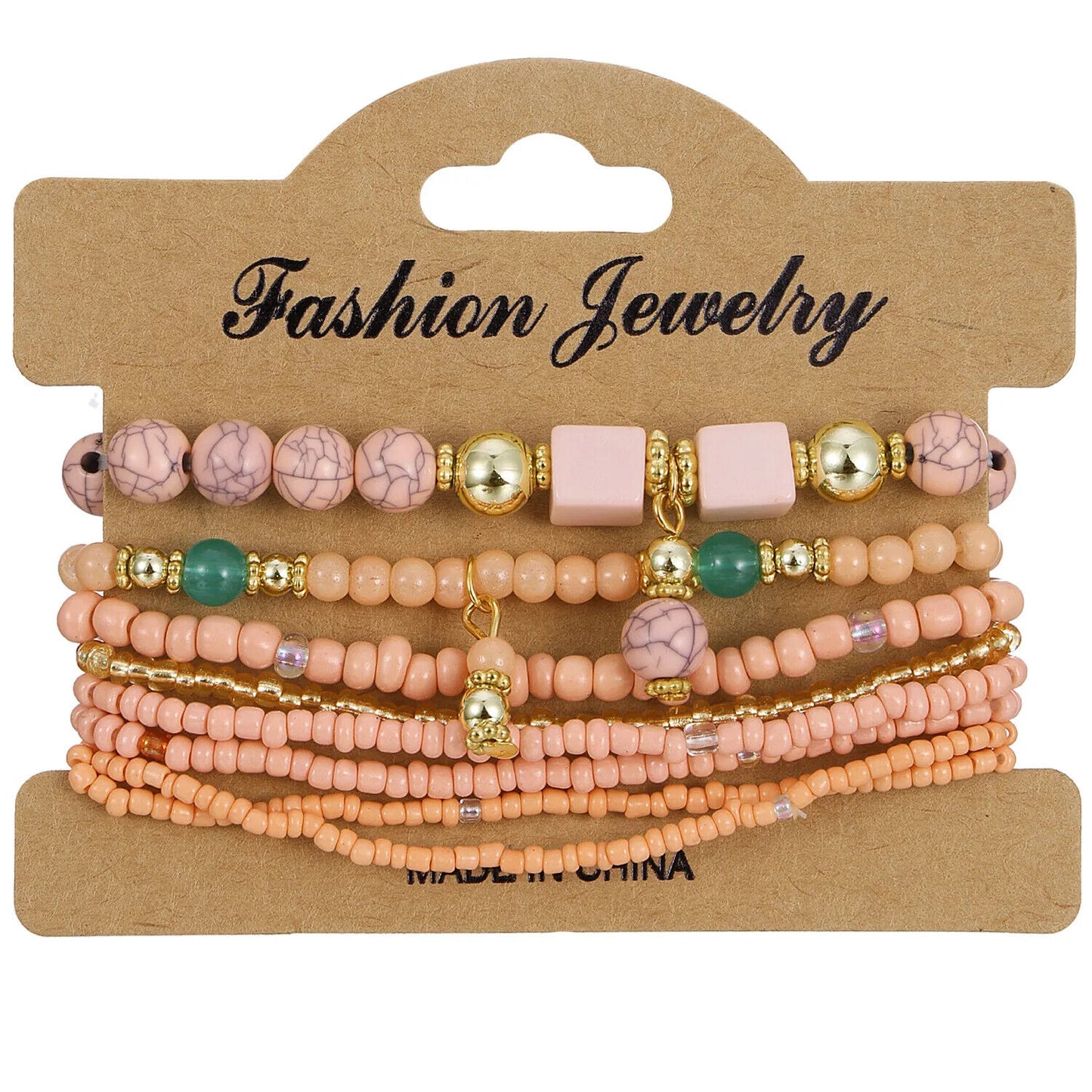 Bohemian Beaded Bracelet • Handmade Layered Design • Colorful Stones & Shells