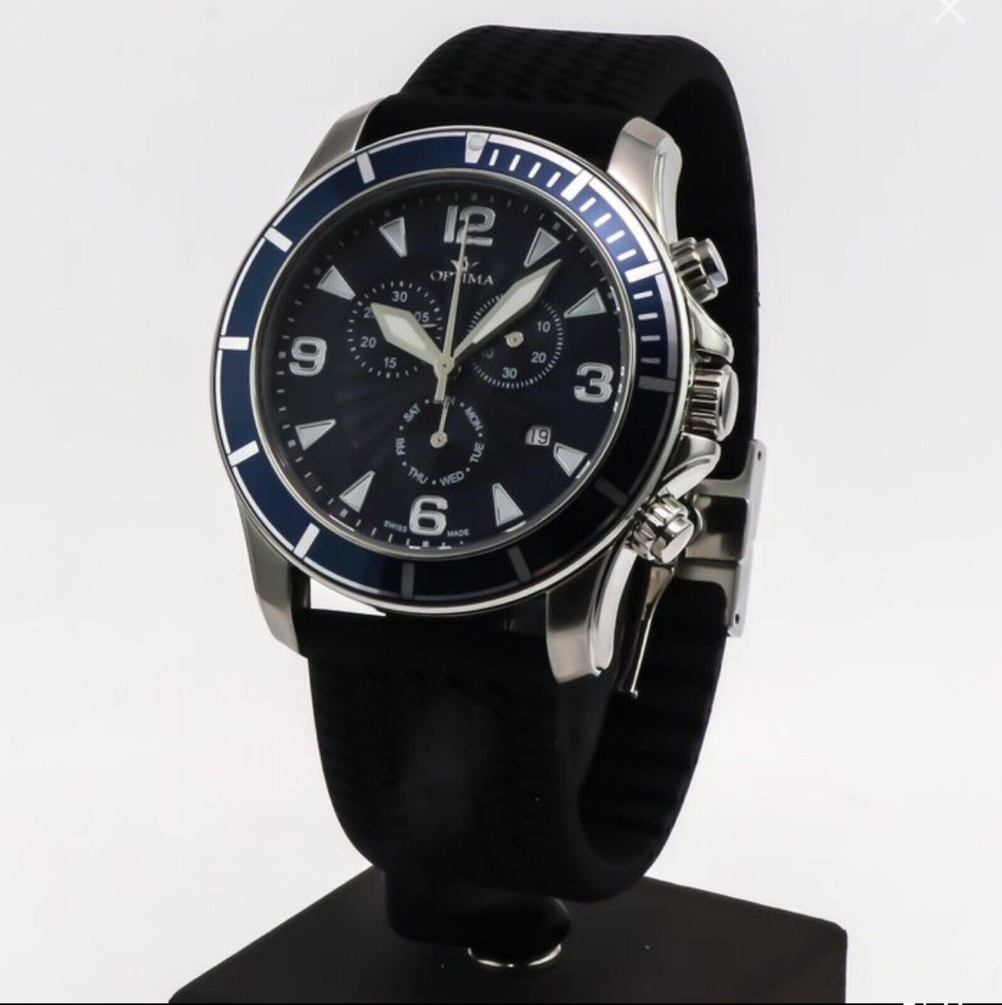 Optima • 45mm • Swiss Chronograph Watch • Blue • Date SubDay