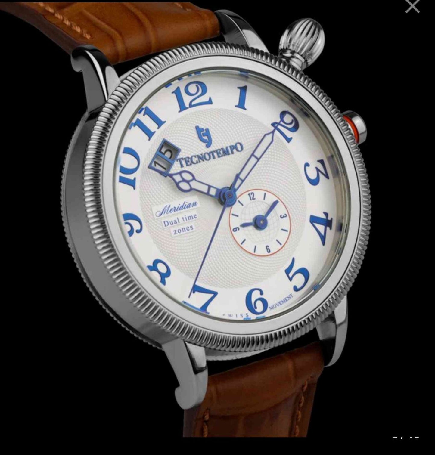 Tecnotempo • Meridian • Dual Time Swiss Watch • Stainless Steel • 42mm • Quartz