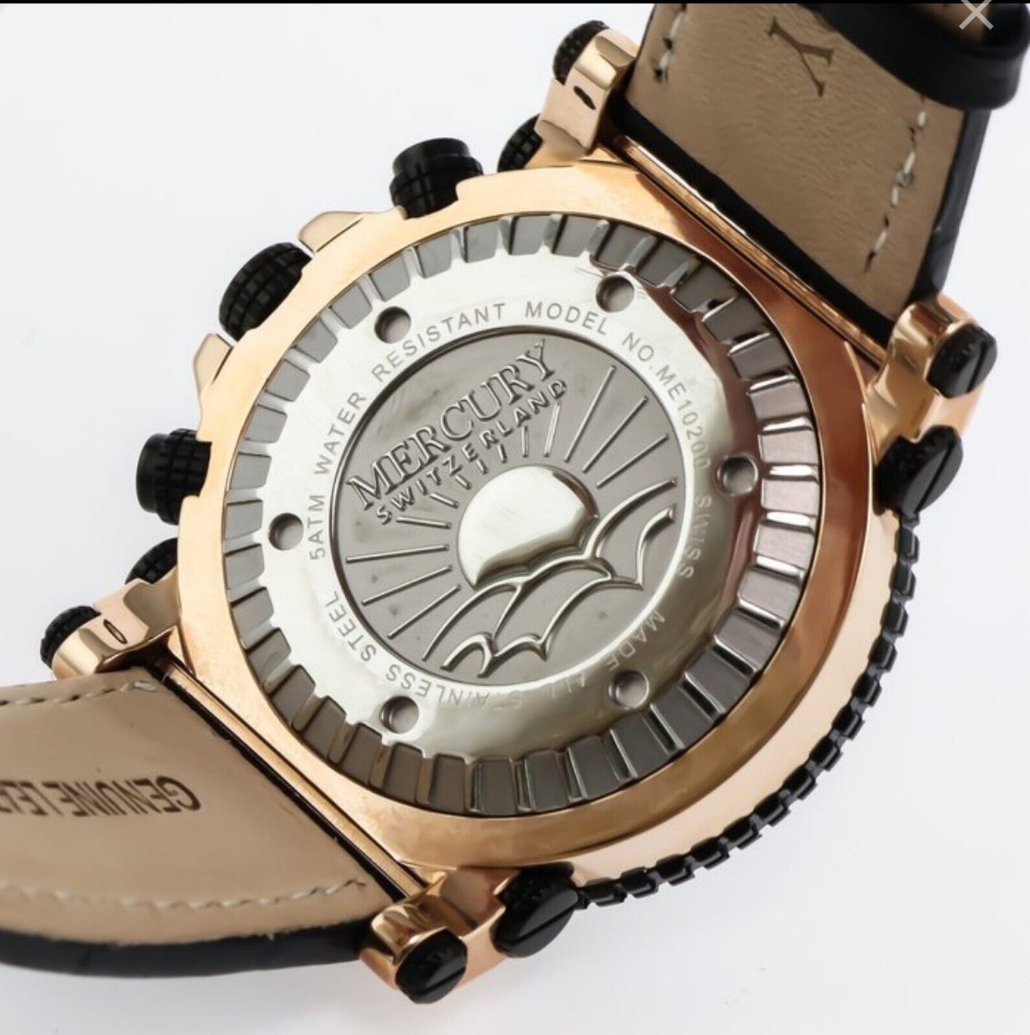 Mercury • 44mm • Swiss Chronograph Watch • ME10200-RBL-S-1 • Leather • Date...
