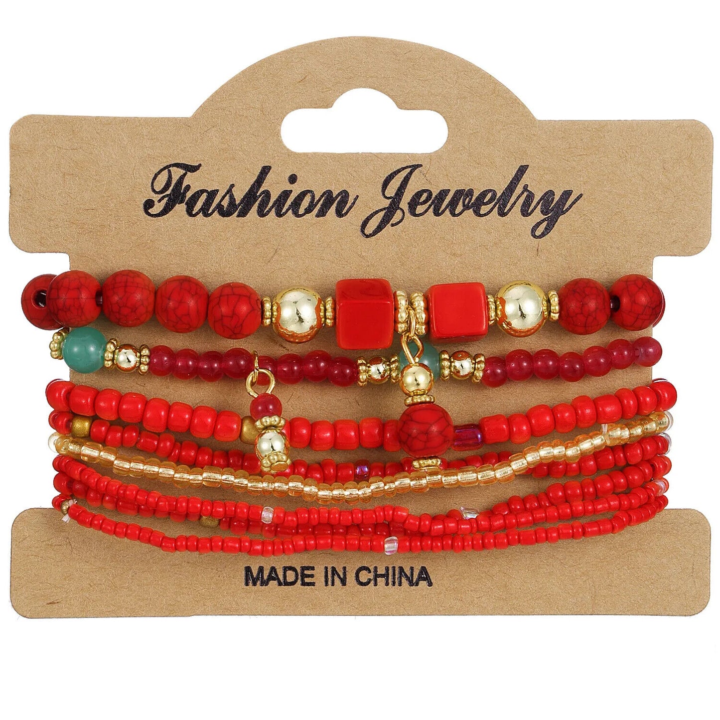 Bohemian Beaded Bracelet • Handmade Layered Design • Colorful Stones & Shells