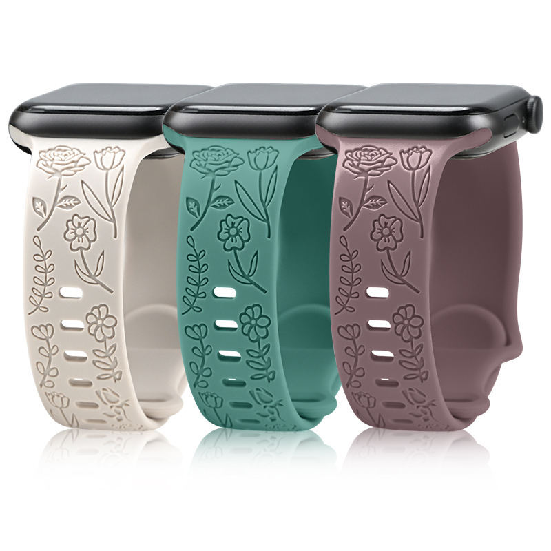 Engraved Soft Silicone Band • Waterproof Sport Strap • Apple Watch Compatible