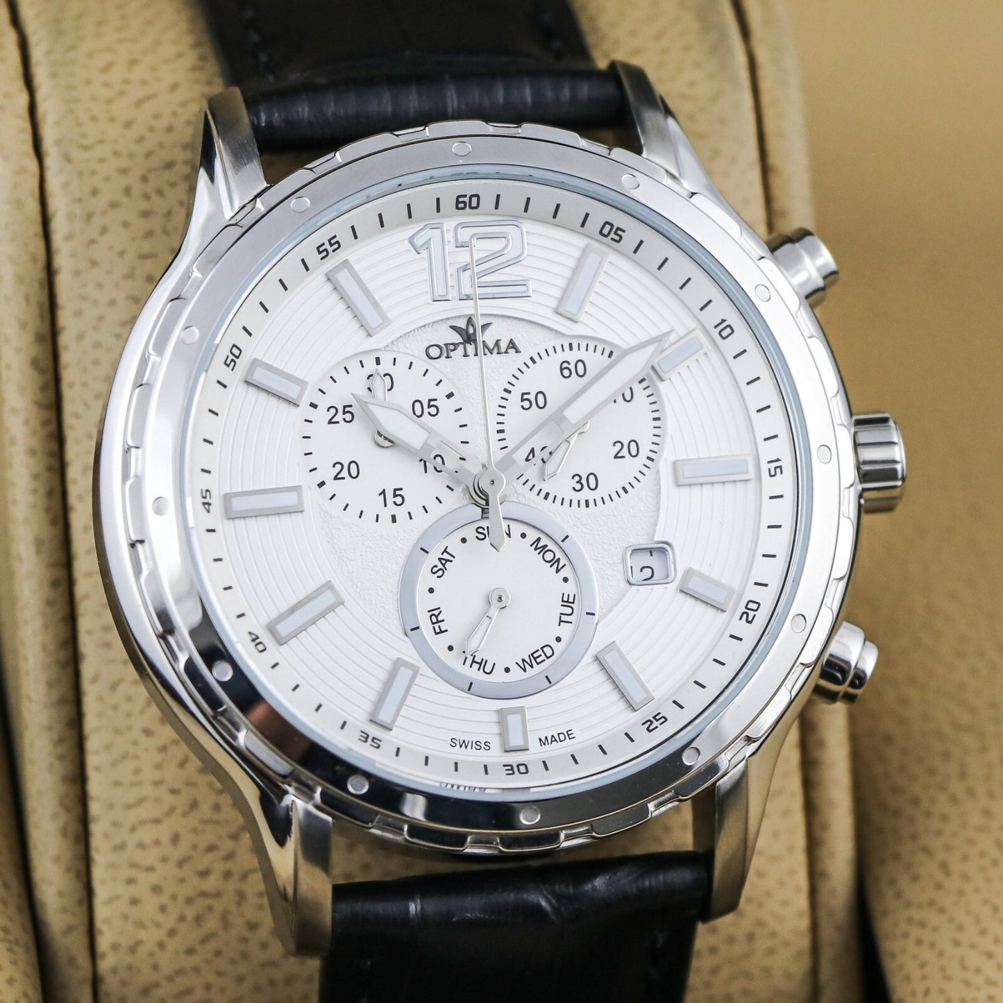 Optima • Swiss Chronograph Watch • Stainless Steel Quartz • 44.5mm 5ATM • OSC362