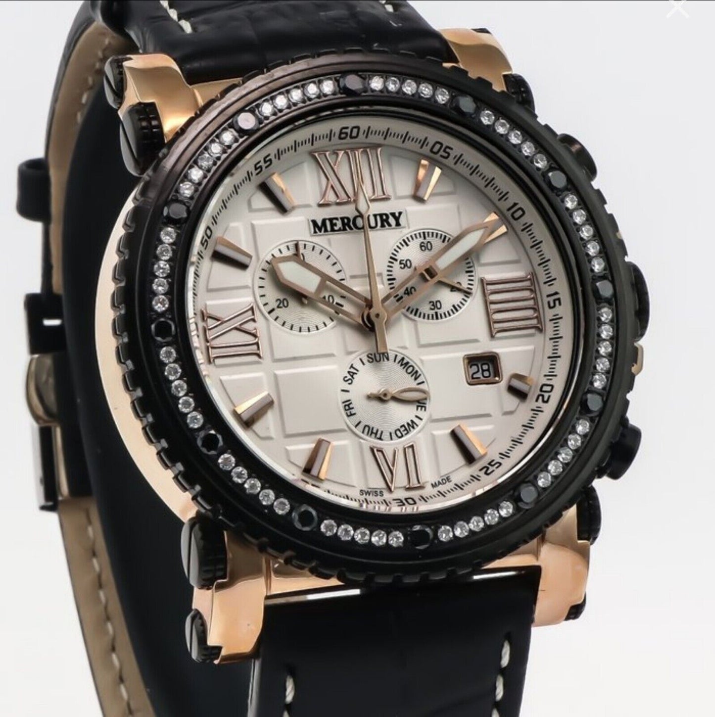 Mercury • 44mm • Swiss Chronograph Watch • ME10200-RBL-S-1 • Leather • Date...