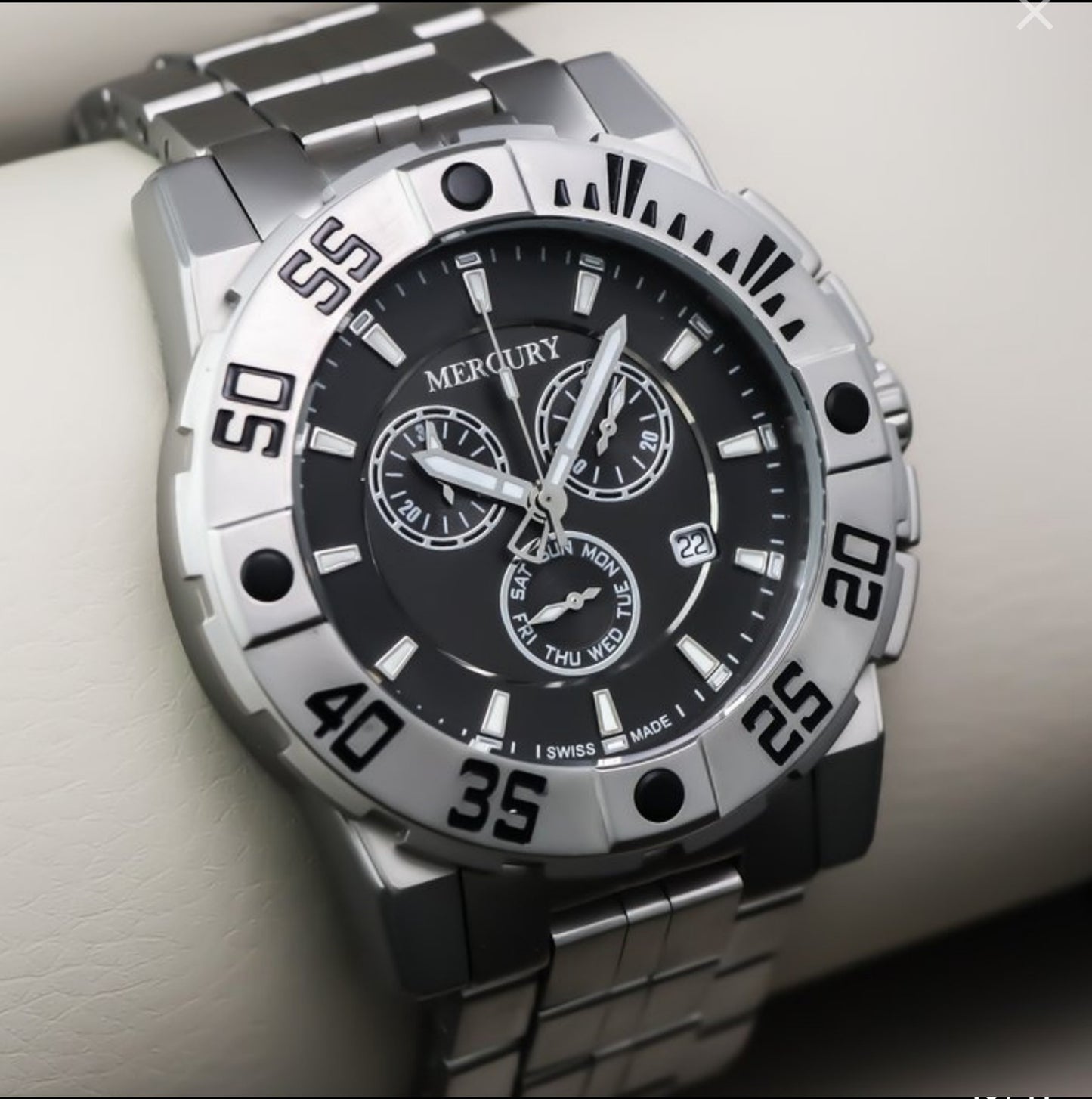 MERCURY • Swiss Chronograph Watch • Stainless Steel Quartz• ME10225-SS-3