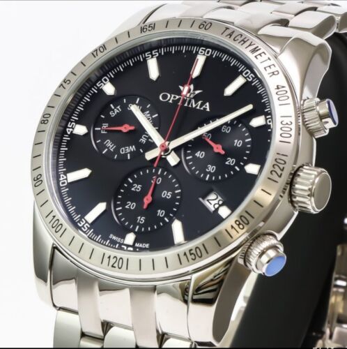 Optima • 44.15mm • Swiss Chronograph Watch • OSC392-SS-3 • WR50M • Date SubDay