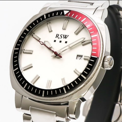 RSW Swiss Watch • Stainless Steel Quartz • 44mm • RSWM117 • WR50m • Mens