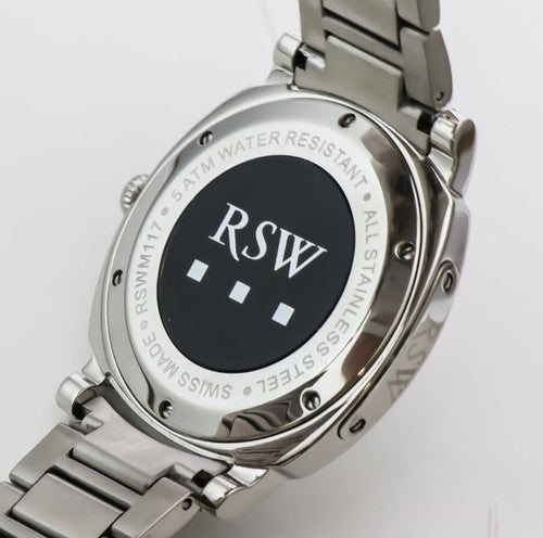 RSW Swiss Watch • Stainless Steel Quartz • 44mm • RSWM117 • WR50m • Mens