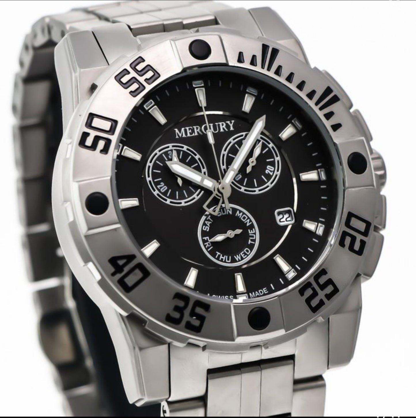 MERCURY • Swiss Chronograph Watch • Stainless Steel Quartz• ME10225-SS-3