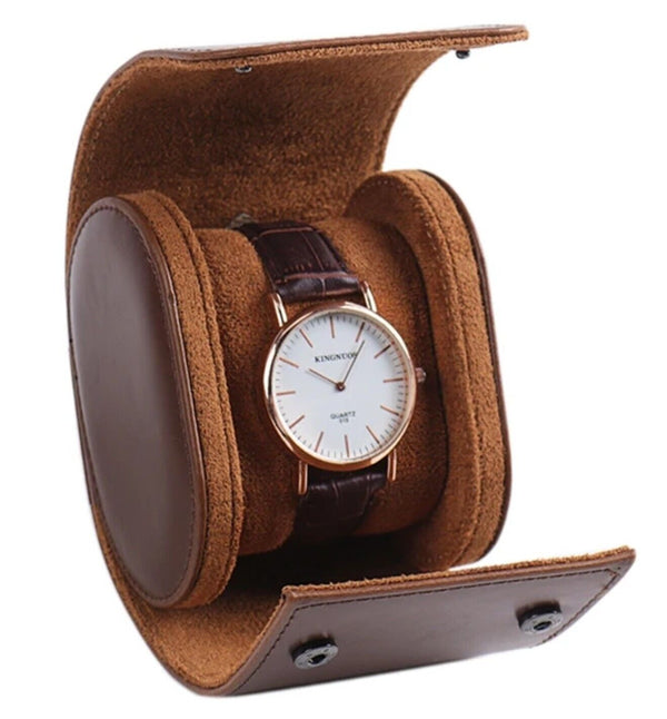 Luxury Leather  Watch Travel Case • Handcrafted • 1 Watch  • Kansas Leather Comp