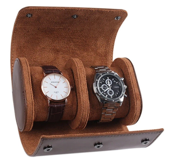 Luxury Leather  Watch Travel Case • Handcrafted • 2 Watch  • Kansas Leather Comp