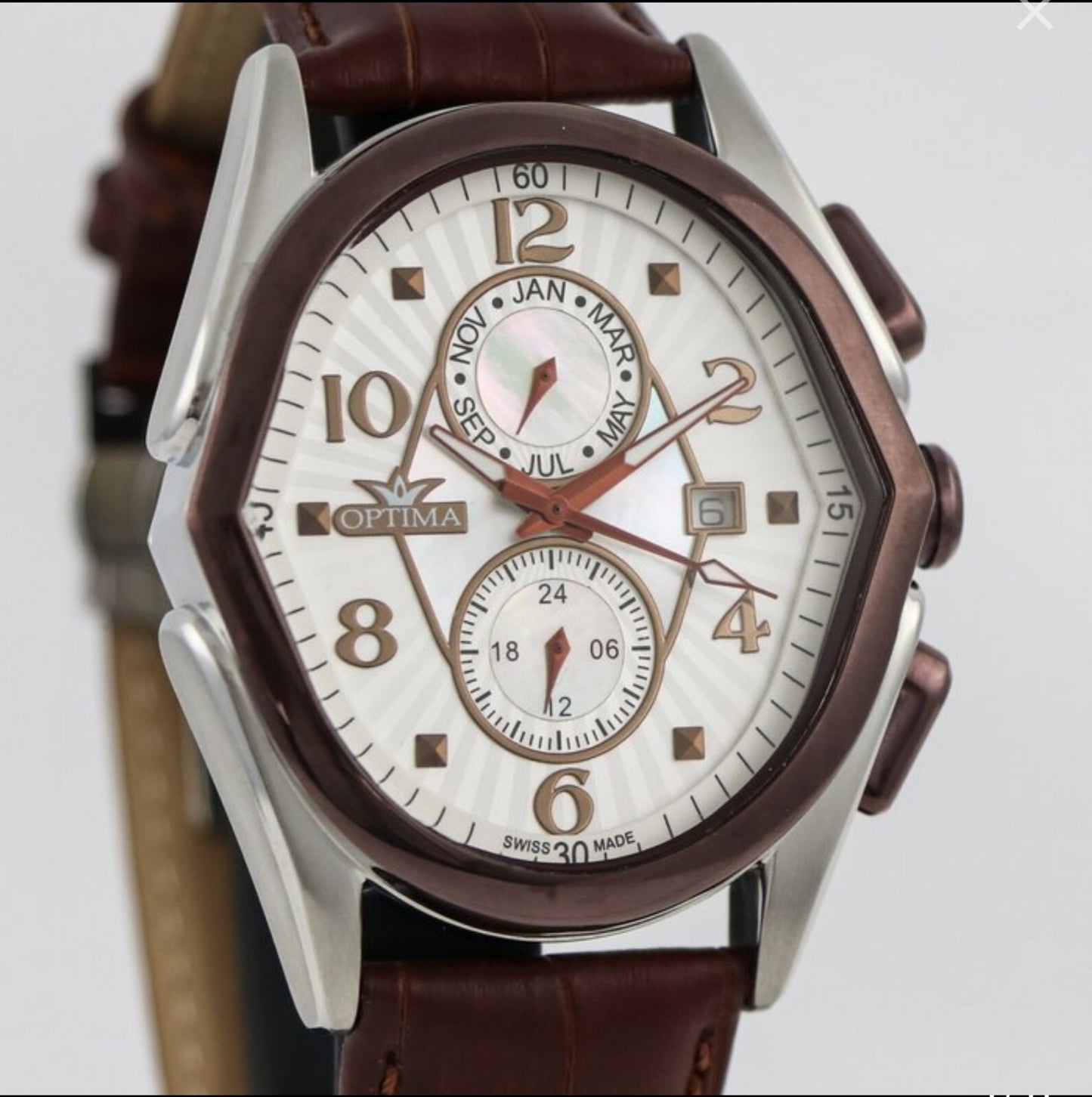 OPTIMA • ME1080-RCX-S-1 • 42x44.5mm • Swiss Watch  • Date SubDay • Dual Time