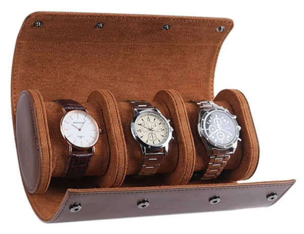 Luxury Leather  Watch Travel Case • Handcrafted • 3 Watch  • Kansas Leather Comp