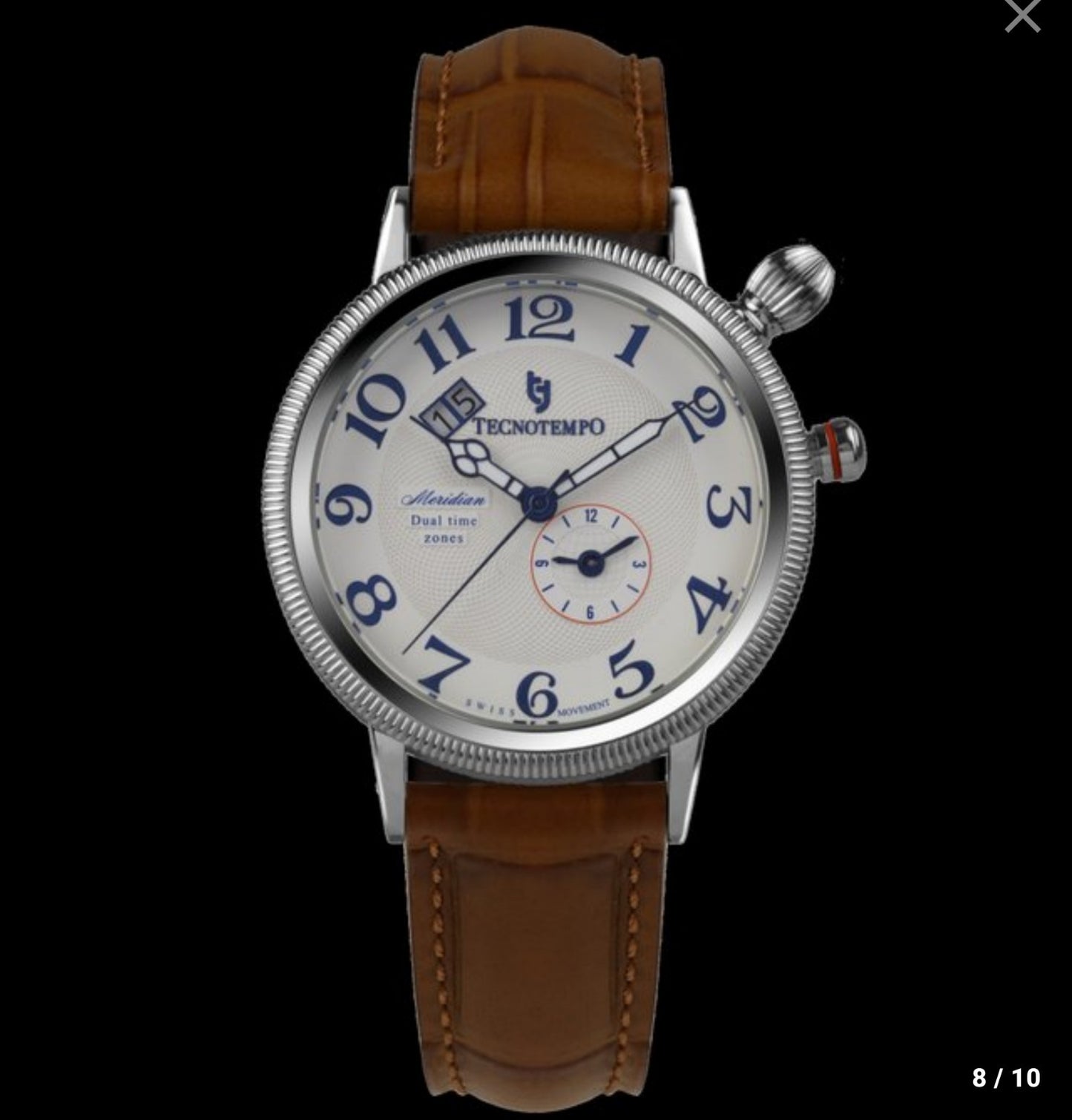 Tecnotempo • Meridian • Dual Time Swiss Watch • Stainless Steel • 42mm • Quartz