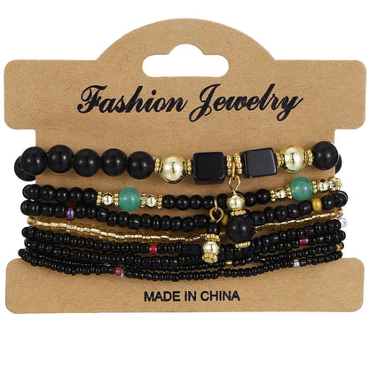 Bohemian Beaded Bracelet • Handmade Layered Design • Colorful Stones & Shells