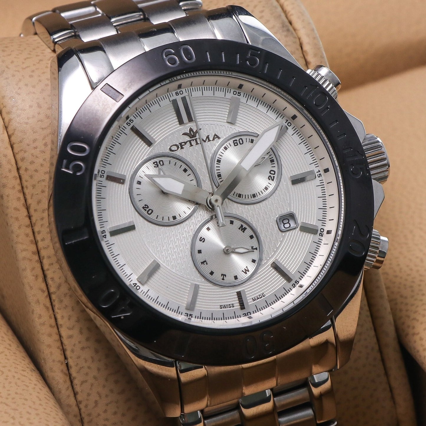 Optima • Swiss Chronograph Watch • Stainless Steel • Quartz • 42.5mm 3ATM OSC210