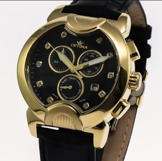 Optima • OSC233-GL-8 • Swiss Chronograph Watch • 45.9mm Quartz 5ATM Date SubDay