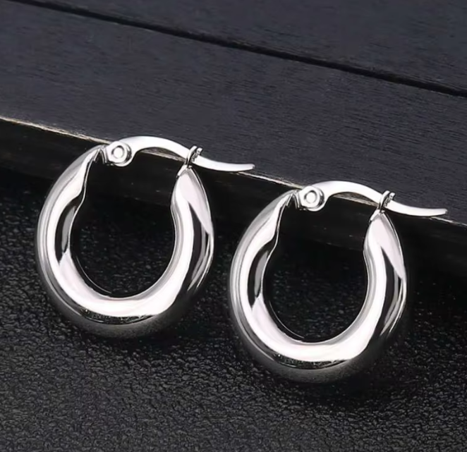 Small Thick • 14K Gold Plated • Hoop Earrings • High Quality