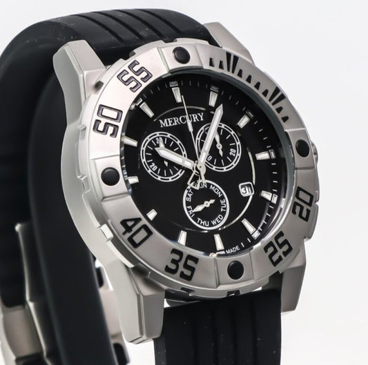 MERCURY • Swiss Chronograph Watch • Stainless Steel Quartz• ME10225-SX-3 • Black