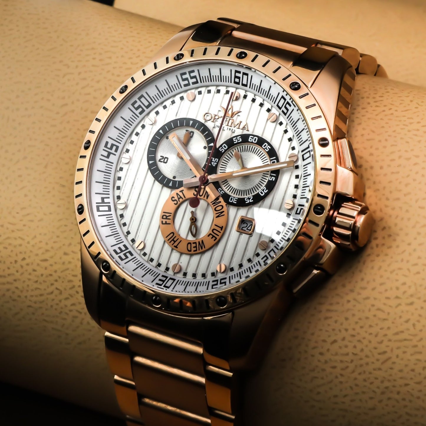 Optima • Swiss Chronograph Watch  • Stainless Steel Quartz • 45mm • OSC281