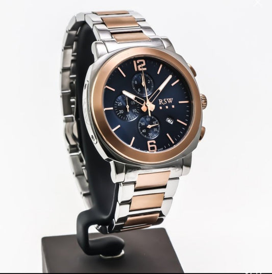 RSW • Swiss Chronograph Watch • Stainless Steel PVD Rose Gold • Quartz 44mm •...