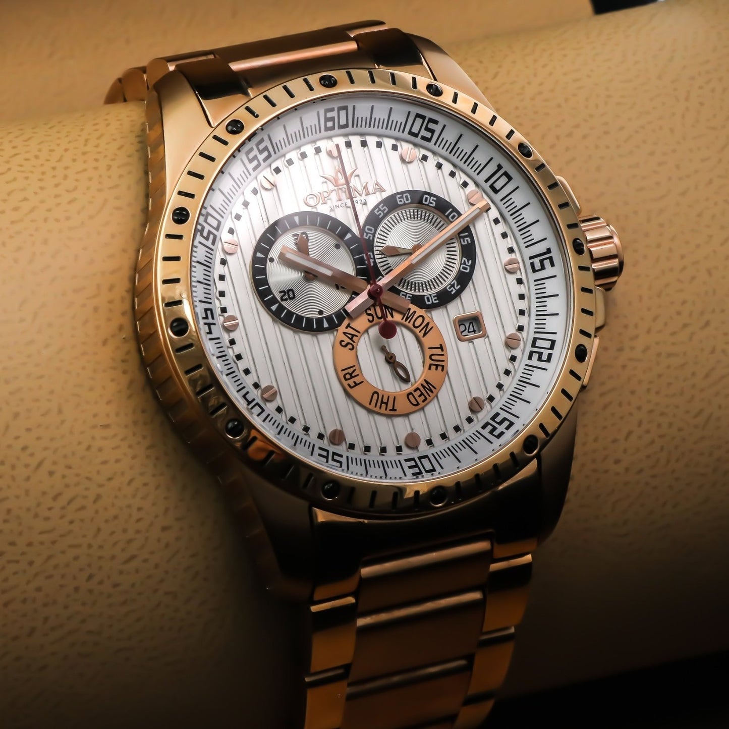 Optima • Swiss Chronograph Watch  • Stainless Steel Quartz • 45mm • OSC281