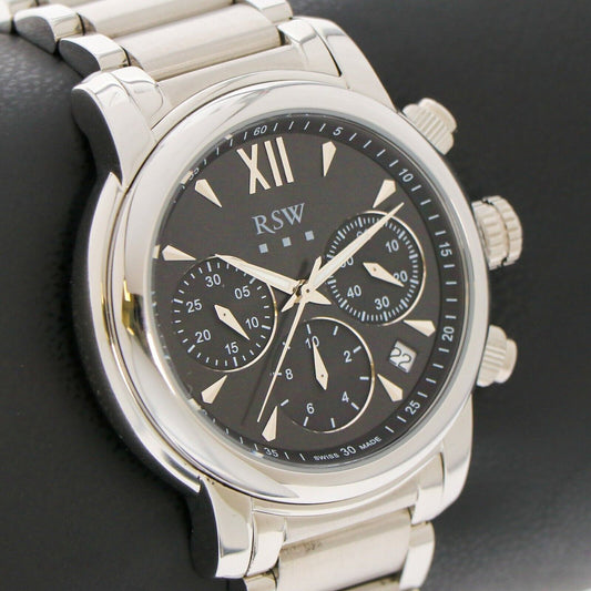 RSW • 44mm • Swiss Chronograph Watch • Date • WR50M • RSWC126-SS-3