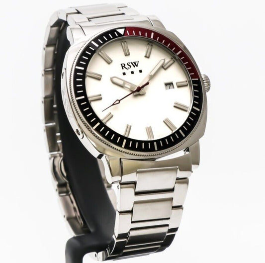 RSW Swiss Watch • Stainless Steel  Quartz • 44mm • RSWM117 • WR50m • Mens