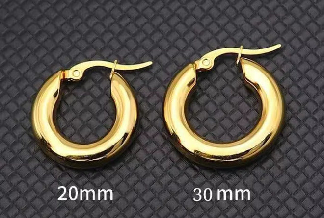 Small Thick • 14K Gold Plated • Hoop Earrings • High Quality