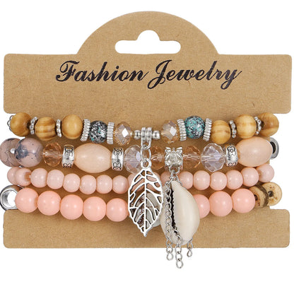 Bohemian Beaded Bracelet • Handmade Layered Design • Colorful Stones & Shells