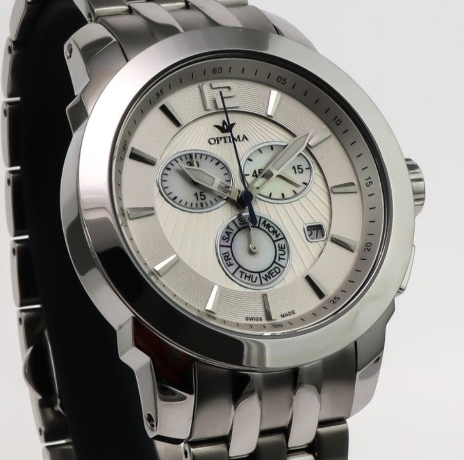Optima • 46mm Swiss Chronograph Watch • Date SubDay • WR 3ATM • OSC391-SS-1