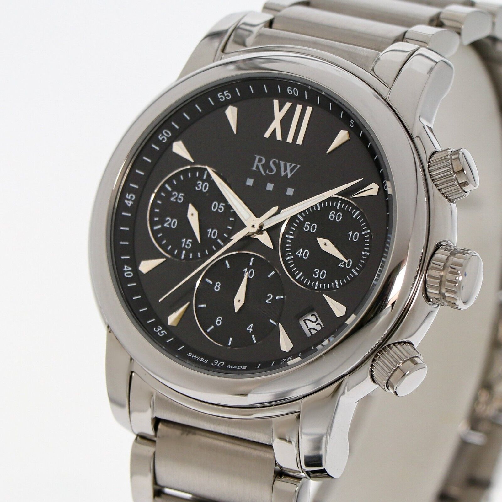 RSW • 44mm • Swiss Chronograph Watch • Date • WR50M • RSWC126-SS-3