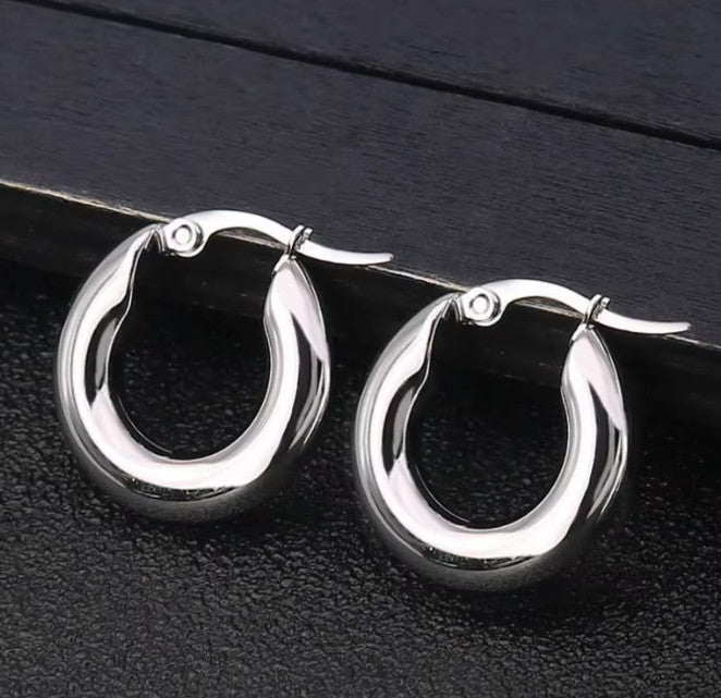 Small Thick • 14K Gold Plated • Hoop Earrings • High Quality