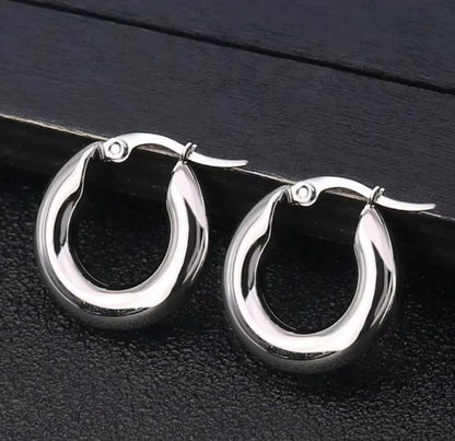 Small Thick • 14K Gold Plated • Hoop Earrings • High Quality
