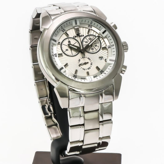 Optima • Swiss Chronograph Watch • Stainless Steel • Quartz • 43.40mm • 5ATM...