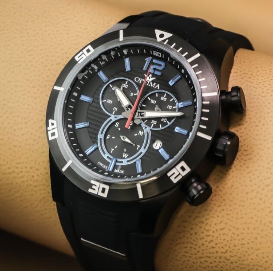 Optima • Swiss Chronograph Watch • OSC382-BX-3 • Day Date • Quartz • Countup