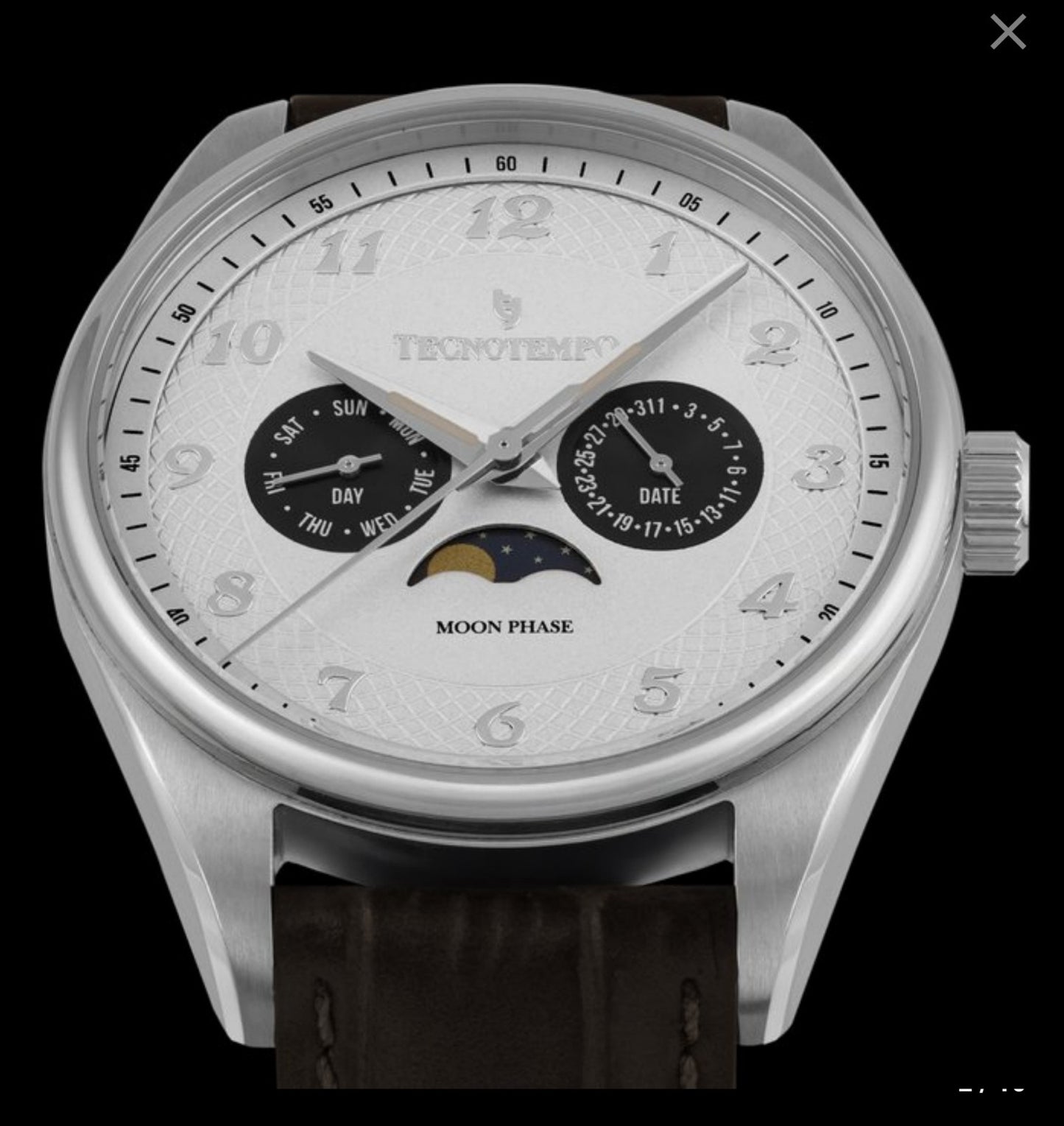 Tecnotempo "Full Moon" Calender & Moon Phase • Stainless Steel • Quartz • 41mm