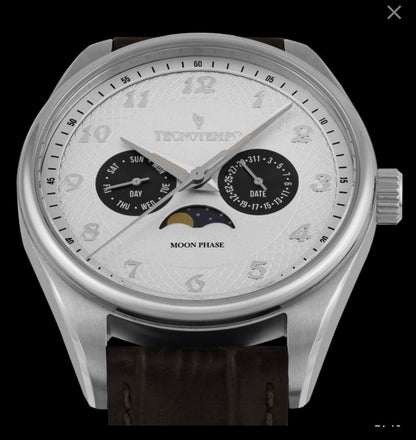 Tecnotempo "Full Moon" Calender & Moon Phase • Stainless Steel • Quartz • 41mm